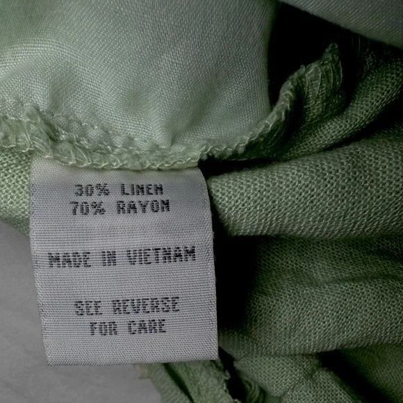 April Kiss Linen Beach Shorts Lime Green with Waist Tie • Size: Large - Picture 7 of 9